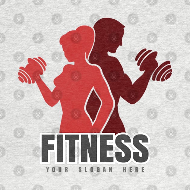 Fitness Emblem with Silhouettes of Athletic Man and Woman by devaleta